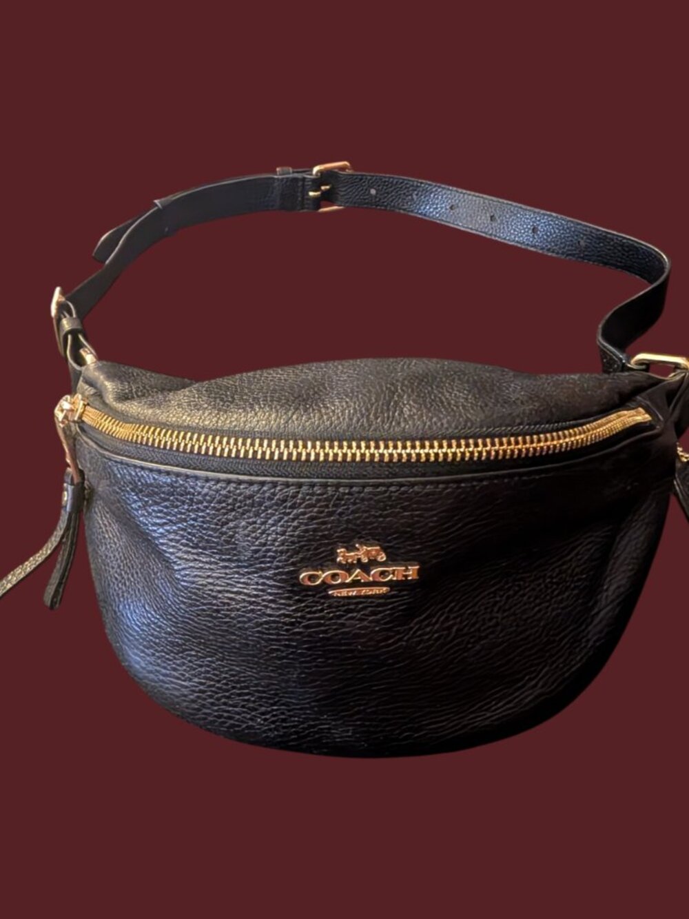 Coach Black Leather Fanny Pack Belt Bag Bum Bag F48738 - Picture 11 of 16